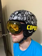 COPOZZ-Gafas de esquí con funda y lente amarilla, lentes de esquí esféricas antivaho, para esquiar, para hombre y mujer, gafas de nieve + lente + caja