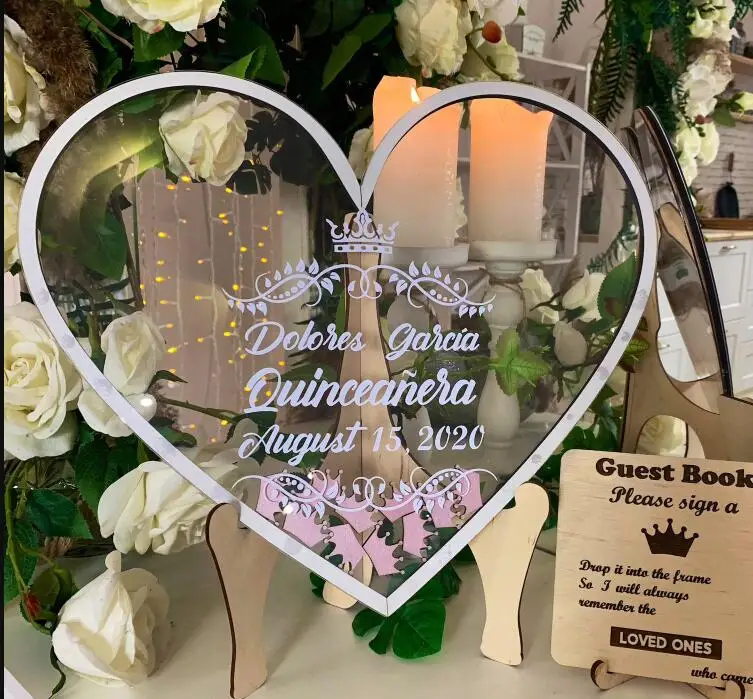 

Элегантная акриловая Гостевая книга для свадьбы, милая Гостевая книга на 16 персон, в форме сердца, уникальная Гостевая книга, гостевая книга в форме коробки, Quinc