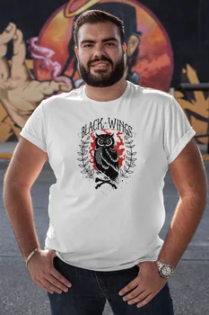 

Angemiel Wear Black Wıngs Colorful Owl White Men 'S Cotton Big Size T-Shirt