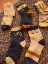 5 par/lote NIÑOS Calcetines de algodón Otoño Invierno primavera niños niñas caliente calcetines tira con dibujos deportes Calcetines