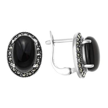 

Earrings made of silver with marcasite and Onyx