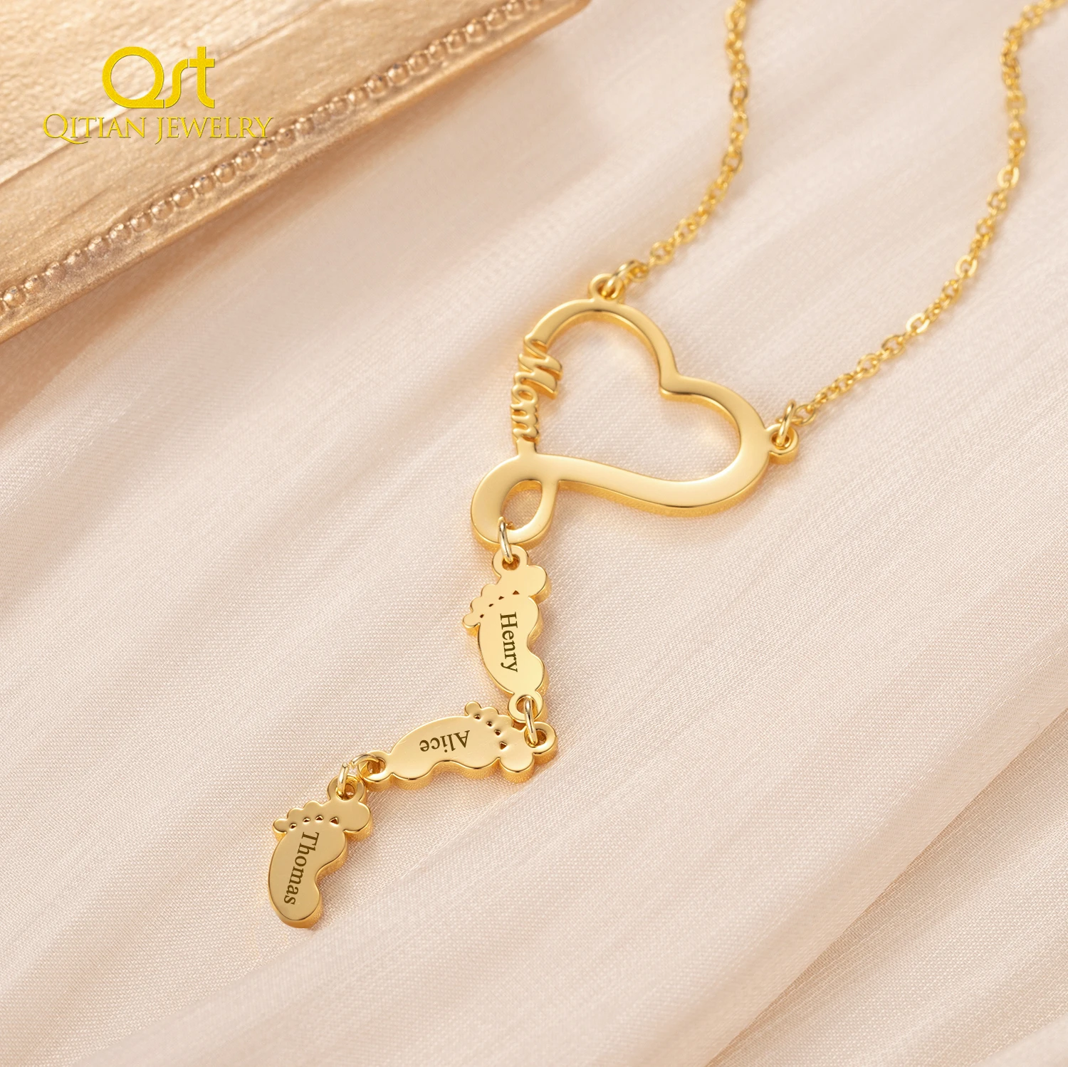Custom Heart Necklace For Mama 