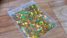Letras holográficas de resina epoxi con purpurina gruesa, letras gruesas, lentejuelas mezcladas, alfabeto, 5 colores, 2g por