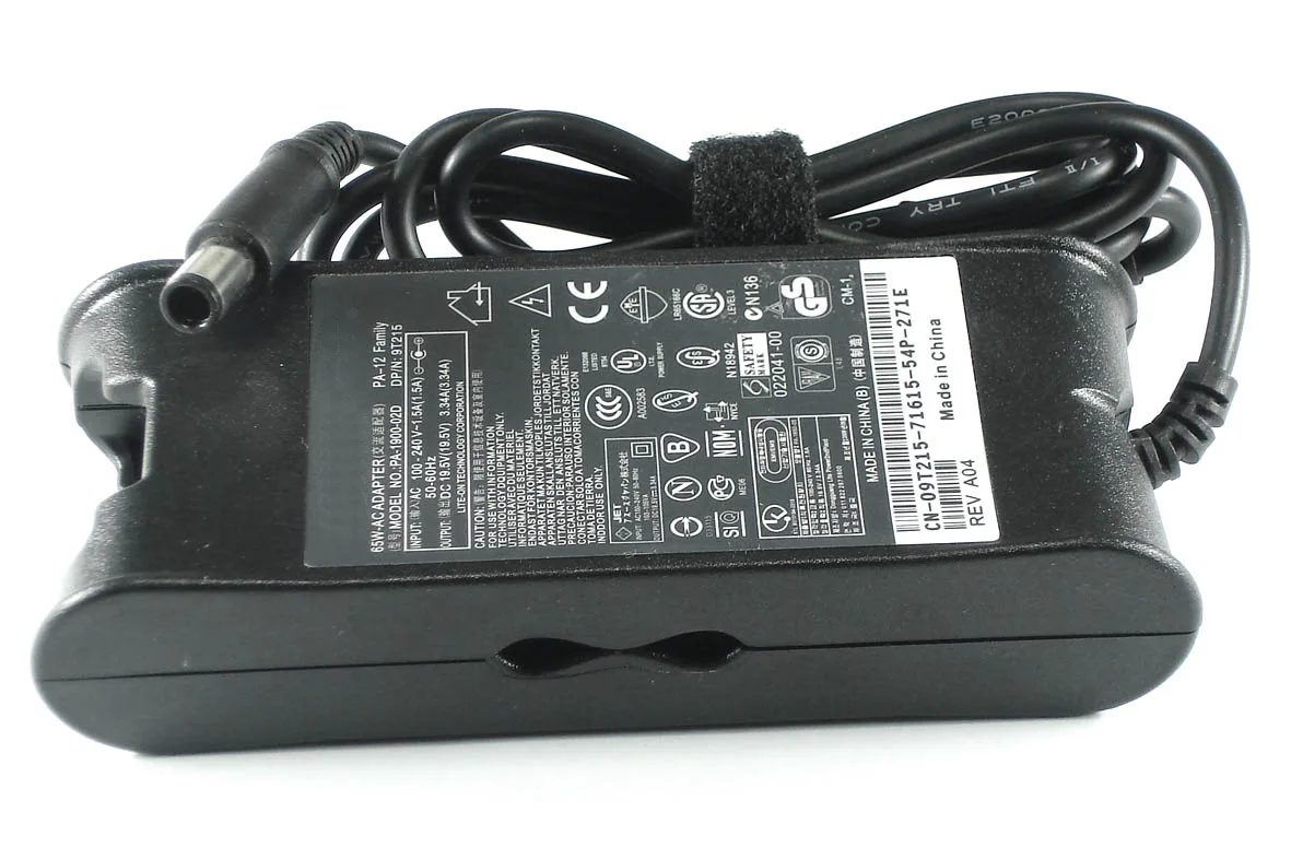 Power Supply (adapter) for Dell laptop 19.5v 3.34a 65W 7.4x5.0mm with needle black network cable | Компьютеры и офис