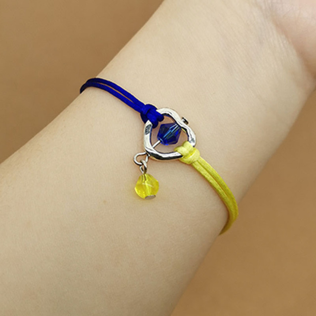 Trendy Ukraine National Flag Bracelets Handmade Natural Stone Beads Bracelet Yellow Blue Ukrainian Flag Patriotism Pride