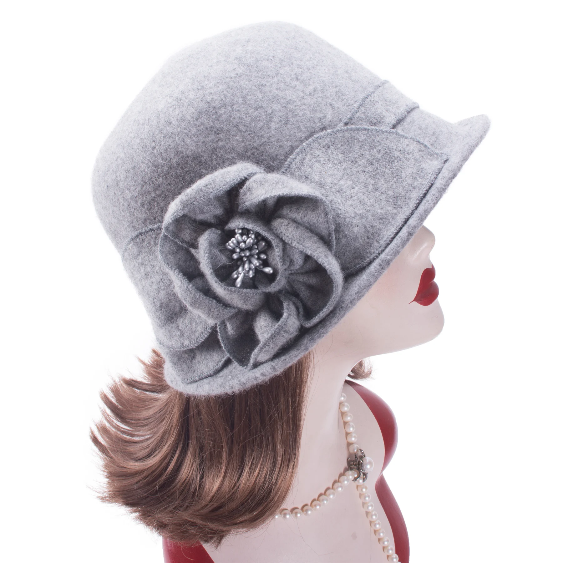 Collapsible Womens Vintage Style Asymmetrical Brim Cloche