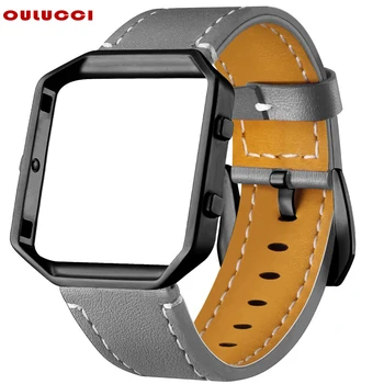 

OULUCCI Leather Bands Compatible Fitbit Blaze bands Smart Watch women men Replacement Band with Metal Frame for fitbit wacth