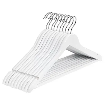 

44,5 cm pack of 50 wooden Hangers Hook Metal/Bar non-slip Hangers with sleeve white CRW03W-50