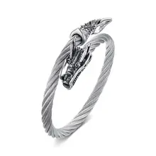 Серебряный браслет из нержавеющей стали в форме дракона, Открытый браслет для мужчин, мужской браслет, Открытый браслет, лучшие подарки