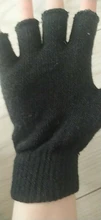 Guantes de lana de medio dedo para hombre y mujer, guantes de lana de Cachemira cortos de punto mitón de muñeca abrigado Unisex para el invierno, guantes elásticos de lana sin dedos