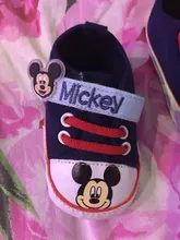 Disney-zapatos clásicos de lona para recién nacidos, zapatillas antideslizantes de suela blanda de Mickey mouse, para primeros pasos