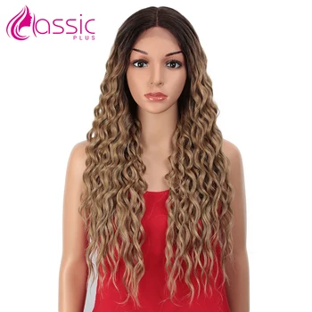 

Synthetic Lace Front Wig For Black Women Ombre Black Brown 28inch Wavy Curly Fashion Wig Heat Resistant Classic Plus Cosplay Wig
