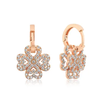 

Teleplus Silver Three-Dimensional Clover Earrings