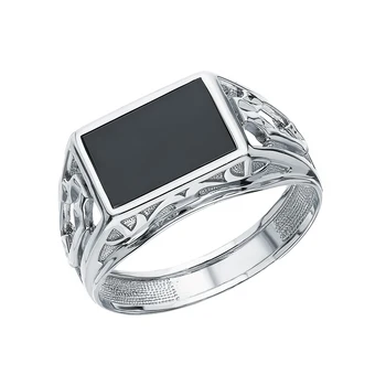 

Silver ring with Onyx sunlight sample 925