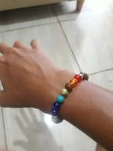 Pulsera elástica para hombres, brazalete de piedra Natural, Ojo de Tigre, 7 Chakras, cuentas de equilibrio de Yoga, pulsera de oración de Buda