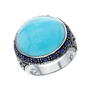 

Silver ring with amazonite and lazuli sunlight sample 925