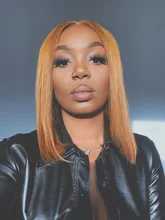 Jengibre Bob corto pelucas de cabello humano Rubio transparente peluca con malla frontal 13*1 Remy peruano recto naranja malla con división frente pelucas de cabello