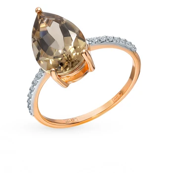 

Gold ring with раухтопазами and cubic zirconia sunlight sample 585