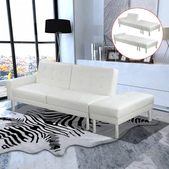 

White synthetic leather sofa bed sofa
