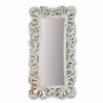 

RECTANGULAR wall mirror carved wood off white 40X80