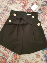 Women Shorts TWOTWINSTYLE Elegant High-Waist Fashion Color Patchwork Hit Loose for Female