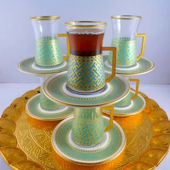 

Set of 6 Turquoise Turkish Arabic Tea Cups Turkey Tea Coffee Glass Cups Set Espresso Cups Set Coffee Mug Traditional Gift