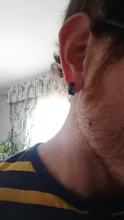 1 pieza Punk de acero de titanio oído pendientes de Clip pendientes largos aretes pendientes para hombres y mujeres imprimir patrón negro No perforado oreja de mentira círculo nuevo Pop de la joyería