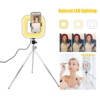 

Photo Studio Square Ring Light 18/28cm Dimmable 72/168pcs Bulbs 3200-6000K Photography Studio Lighting Lamp with Tripod