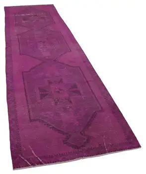 

116x400 Cm Pink Handmade English Over Dyed Runner Rug-4x13 Ft