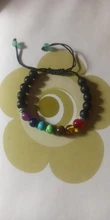 Pulsera clásica de 8mm con cuentas de piedra de Lava para hombre y mujer, cadena de 7 colores, cuerda tejida, Yoga, amistad, joyería ajustable