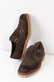 

ILVi-Genuine Leather Handmade Savage Men's Classic Shoe Brown Suede Men Shoes