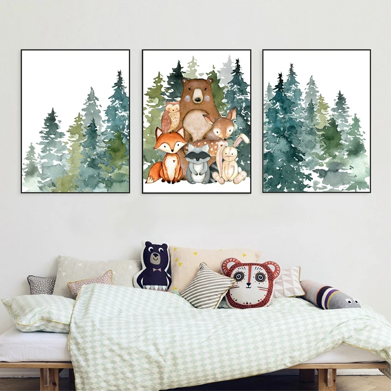 Wall Décor Wilderness Art Girls Room Woodland Animal Nursery Wall Art ...