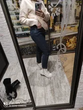 Mom Jeans Clothing Harem-Pants Velvet High-Waist Plus-Size Woman Blue Winter Denim 