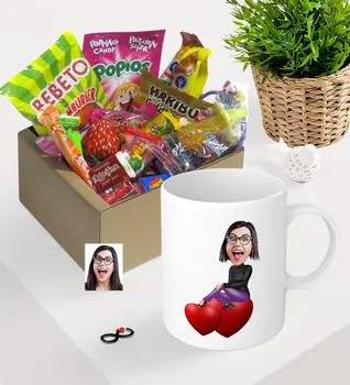 

Personalized Women 'S Caricature Of Nostalgic Lezzetler Mug Seti-2 Kitchen Tool Supplies Heart Motif Custom Şahsi Your Photo mug