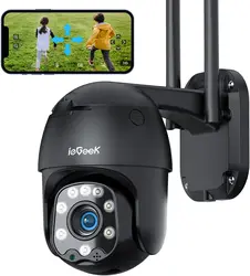 Iegeek 360 ° câmera de segurança 1080p ptz wifi ip câmera visão noturna colorida sem fio 2mp cctv câmera 5dbi 2.4ghz áudio