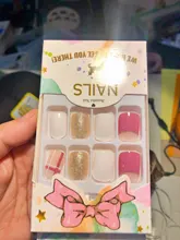 24 pieces False Nail Full Cover Fake Nail Crystal Elegant Pink Gradient French Short