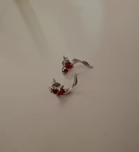 SILVERHOO-pendientes de esmalte rojo para mujer, joyas de plata moderna, Plata de Ley 925 auténtica, Lucky Koi
