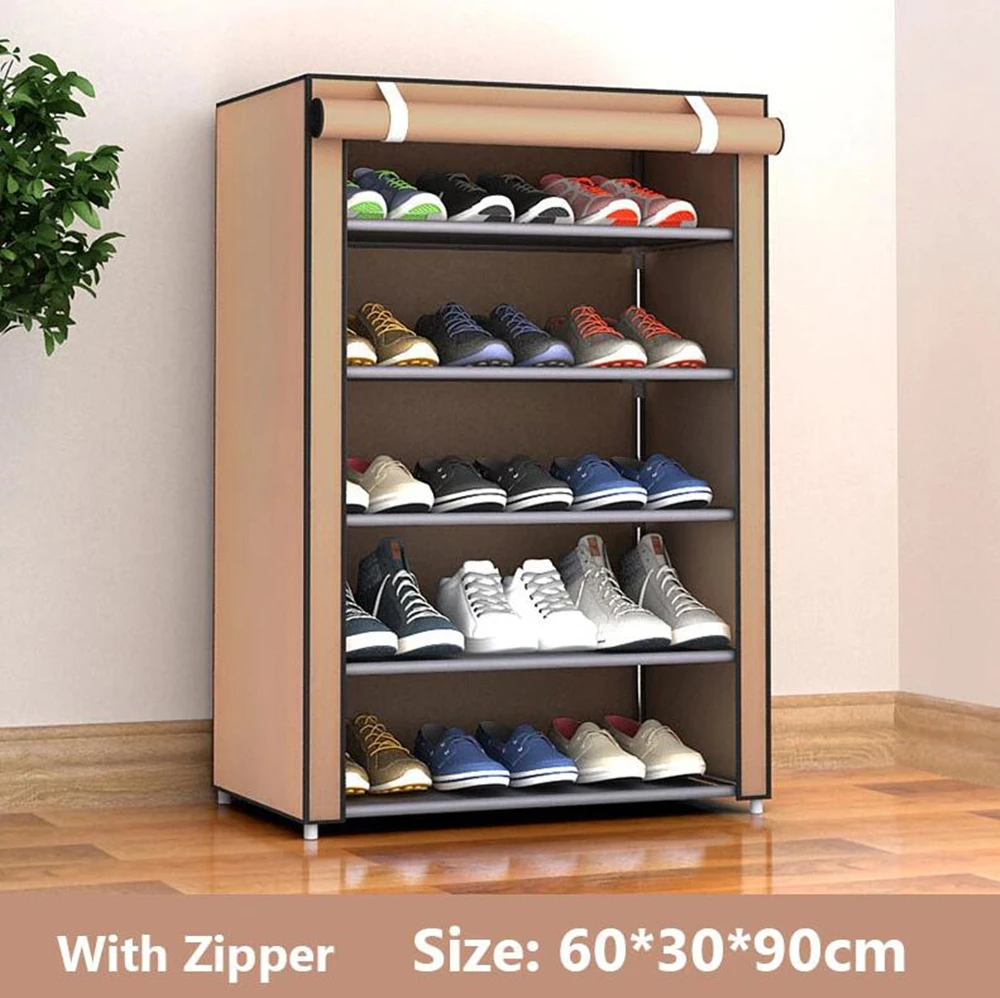 1 Zapatero con cubierta de tela, estantes Organizadores de calzado de 4-10 niveles, accesorio estante organizador de zapatos