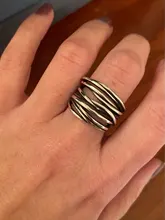 Bijoux-Anillos lineales de estilo Simple para mujer, anillos de cadenas grandes de Color plata multicapa, regalos, 2020