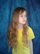 OneNonly-Peluca de cabello sintético largo degradado para mujer, pelo Natural resistente al calor, ondulado y suelto con flequillo, color marrón y Rubio, para Cosplay