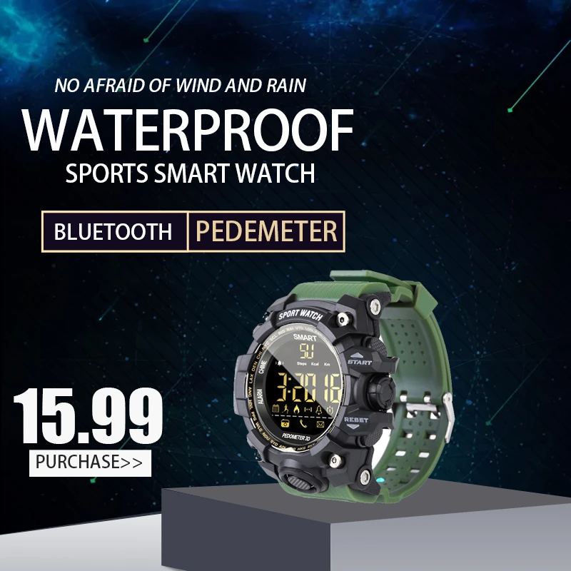 

Smartwatch Alarm Waterproof Sports Camouflage Outdoor Bluetooth Remote Pedemeter Control Photo Long Standby Smartwatch