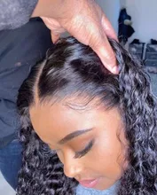 Enlaces de onda profunda pelucas de cabello humano 28 30 pulgadas peluca Frontal de encaje para las mujeres negras agua rizado peluca brasileña cabello humano Pre arrancado