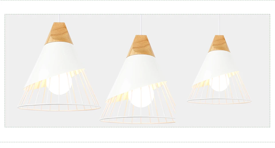 Pendant Lamp Modern E27 Pendant Lights Wood For Bedroom Hanging Lamp Nordic Aluminum Lampshade LED Bulb Kitchen Light
