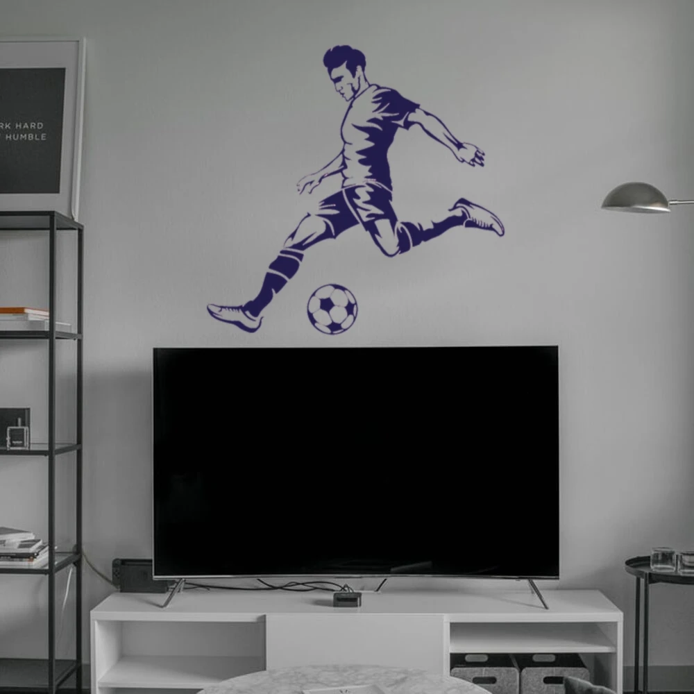 

Soccer Player Boy Wall Decal Stickers Sports Teen Room Decor Wall Sticker Vector with Different color to choose A0041