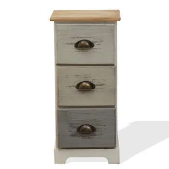 

Rebecca Mobili Bedside Table Nightstand 3 Drawers Wood White Shabby 62x29x25
