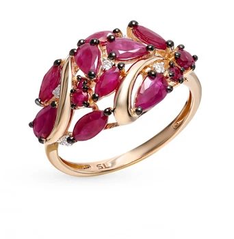 

Gold ring with rubies and diamonds sunlight sample 585
