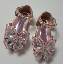Zapatos con lazo de encaje de lentejuelas para niñas, zapatillas de baile de princesa con perlas bonitas, informales, para fiesta, boda, D721, novedad de 2020