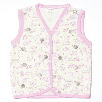 

Baby Boys Girls Short-Fleece Pink Piping Animal Pattern Vest Keep Warm Outerwear Coats Cotton Sleeveless Kids Warm Jacket