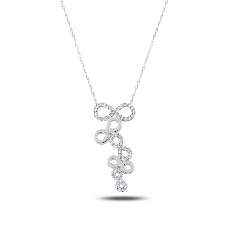 

Silver 925 Sterling Zircon Cubic Zirconia Infinity Necklace