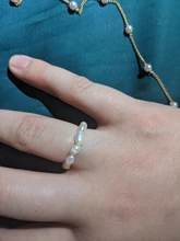 PerisBox-anillo minimalista de perlas naturales para mujer, Anillos geométricos de perlas de agua dulce naturales, círculo continuo, novedad de 2020